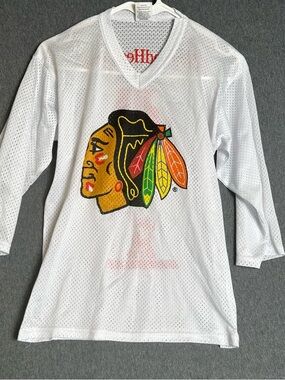 White Kids Chicago Blackhawks Hockey Jersey Size 14-16 #53S